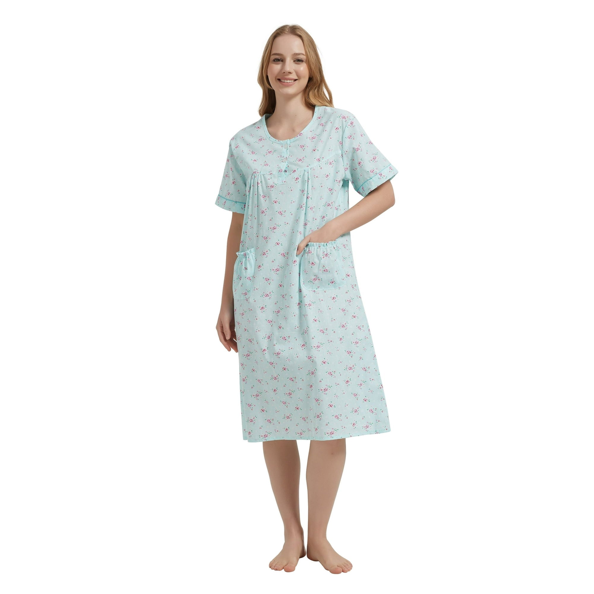 GLOBAL Womens Cotton Nightgowns Sleepwear Short Sleeve Pajama Dress Nightshirts, Sizes S to 3X