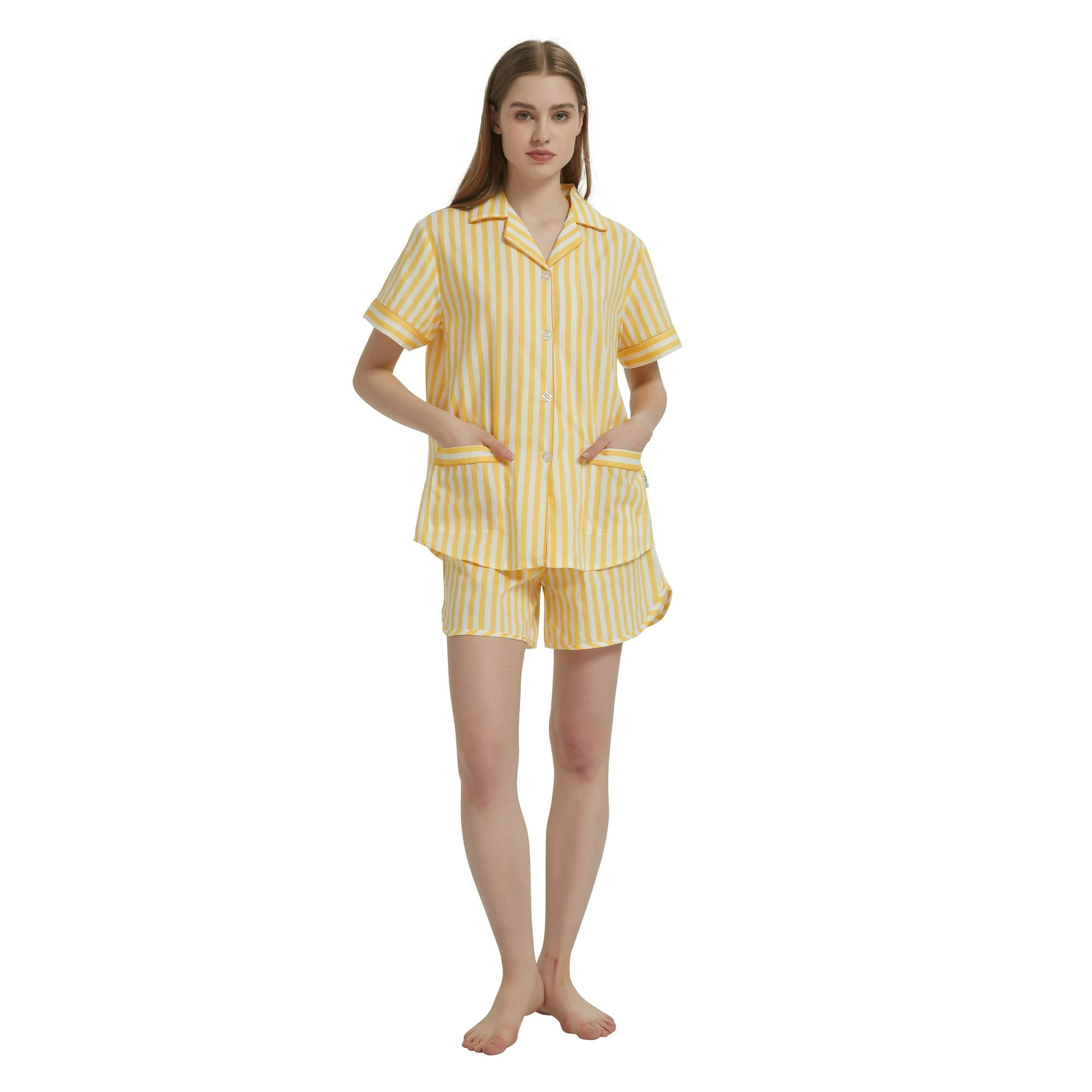 GLOBAL Womens Pajama Set Short Sleeve PJs for Women cotton Pajamas Summer Sleepwear, 2-Piece, Sizes S to 3X