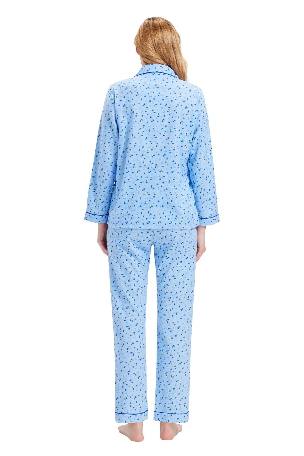 GLOBAL Women's 100% Cotton Flannel Pajama Set - Cozy Winter 2-Piece Loungewear with Button-Down Top & Pants