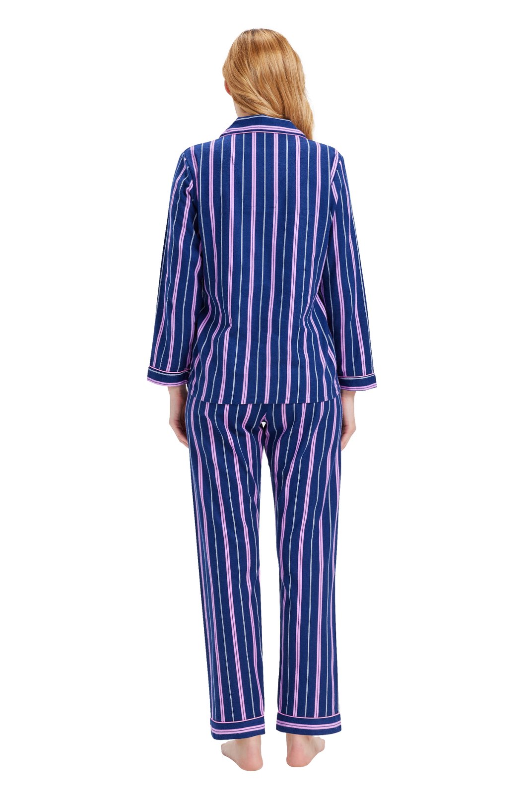 GLOBAL Womens Flannel Cotton Pajama Set Long PJs Flannel Loungewear Sleepwear,Size S-3XL