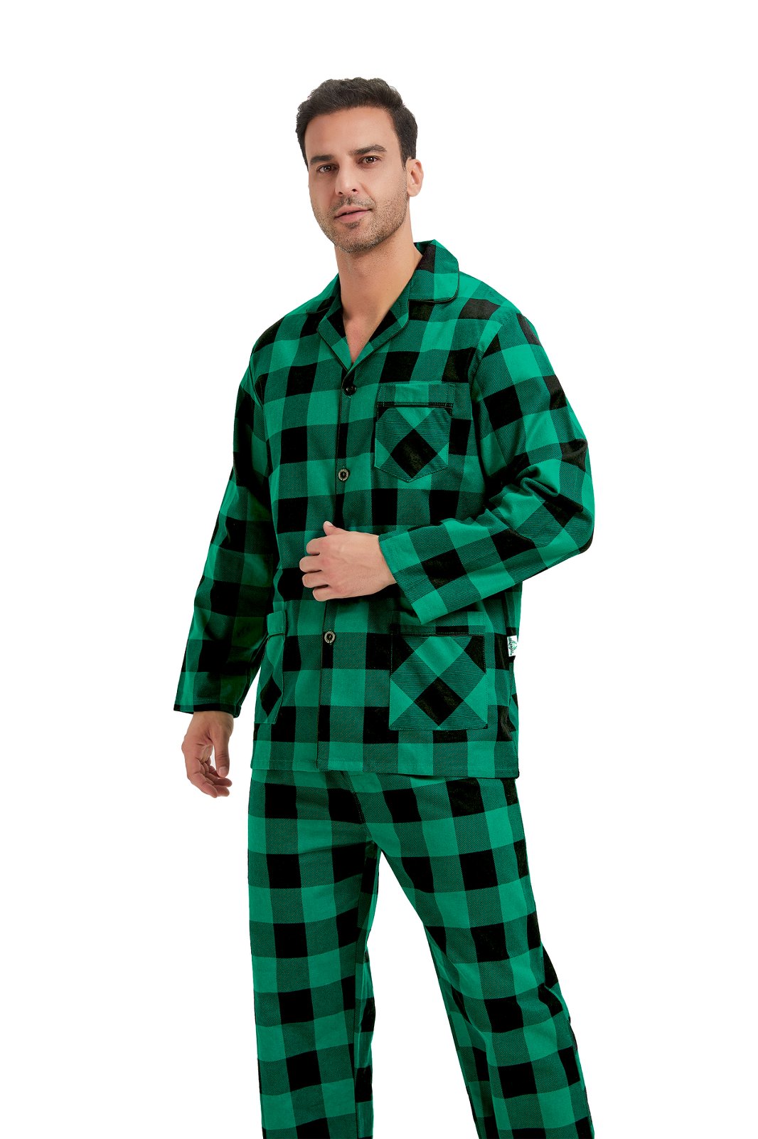 GLOBAL Men's Long Sleeve Flannel Pajamas Sets 100% Cotton Sleepwear Top and Bottom, Size S-3XL