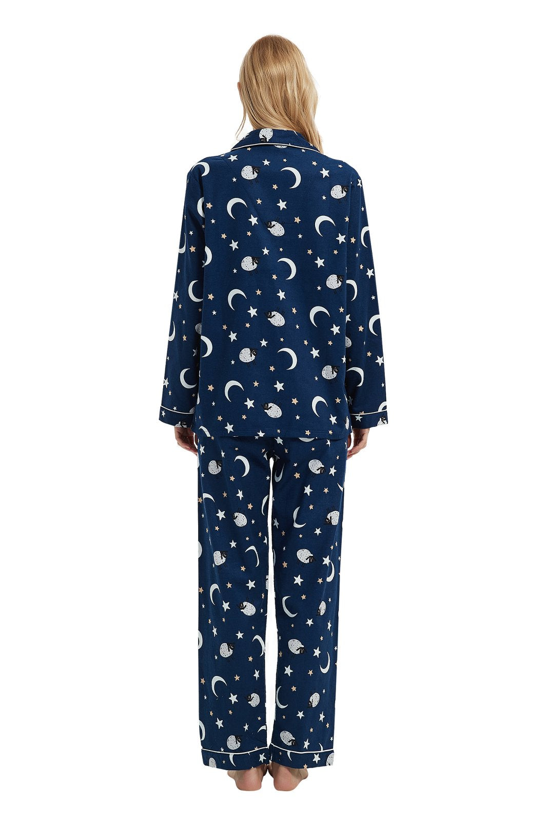 GLOBAL Womens Flannel Cotton Pajama Set Long PJs Flannel Loungewear Sleepwear