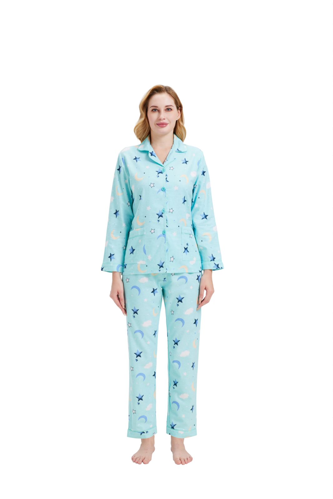 GLOBAL Women’s Flannel Pajama Set 100% Cotton Comfy PJs for Women Long Sleeve Button Front 2-Piece Warm and Cozy Sleepwear