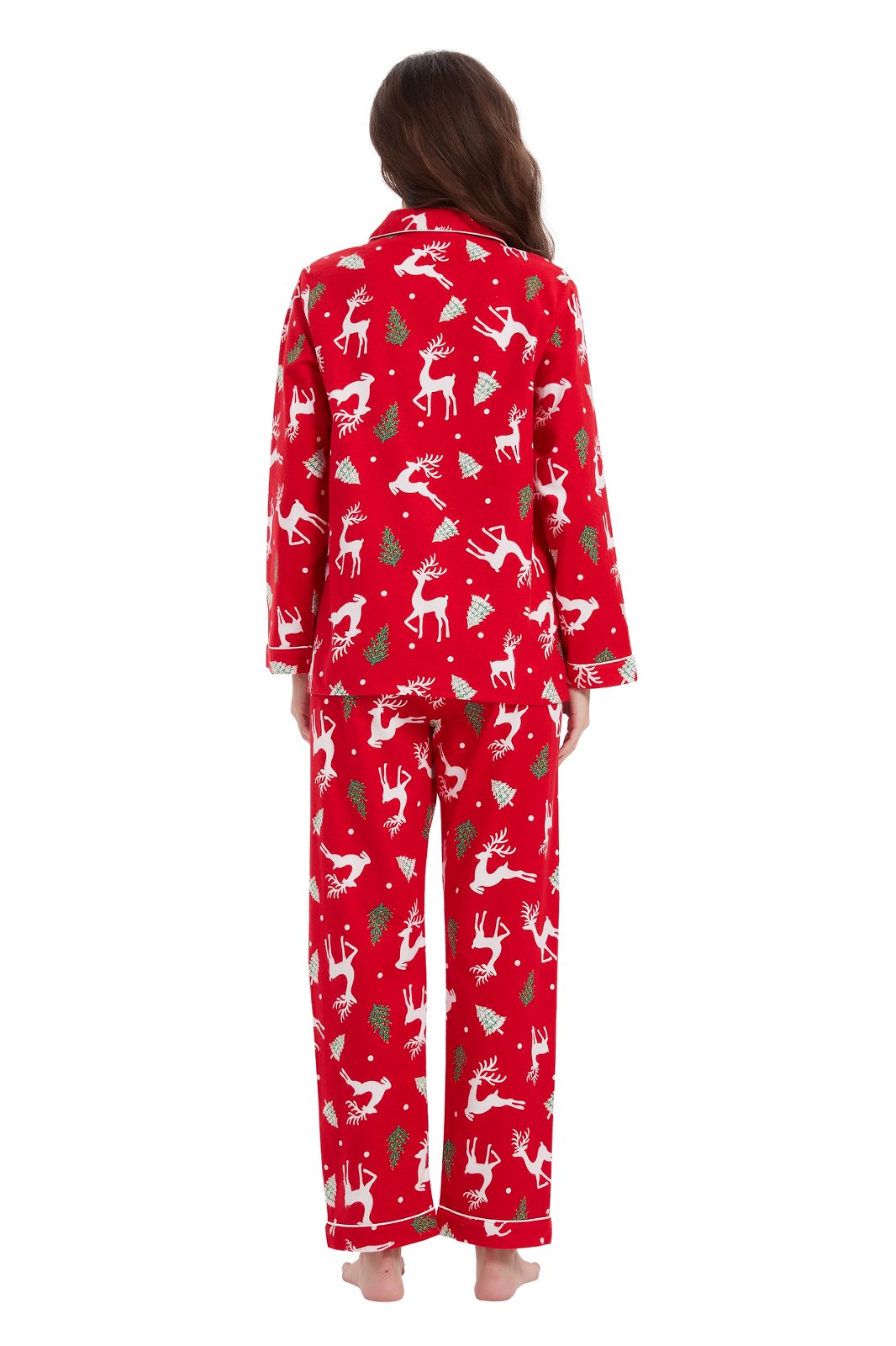 GLOBAL Womens Flannel Cotton Pajama Set Long PJs Flannel Loungewear Sleepwear,Size S-3XL