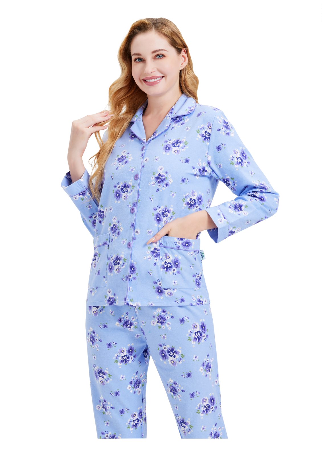 GLOBAL Women’s Flannel Pajama Set 100% Cotton Comfy PJs for Women Long Sleeve Button Front 2-Piece Warm and Cozy Sleepwear