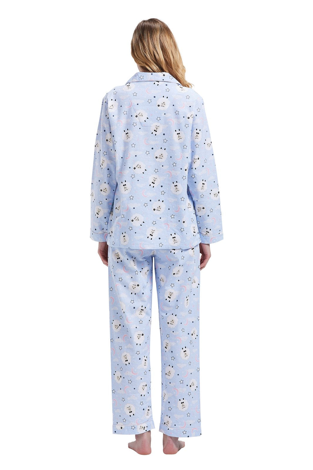 GLOBAL Womens Cotton Flannel Pajama Set - Cozy Winter 2-Piece Loungewear with Button-Down Top & Pants, Size S-3XL