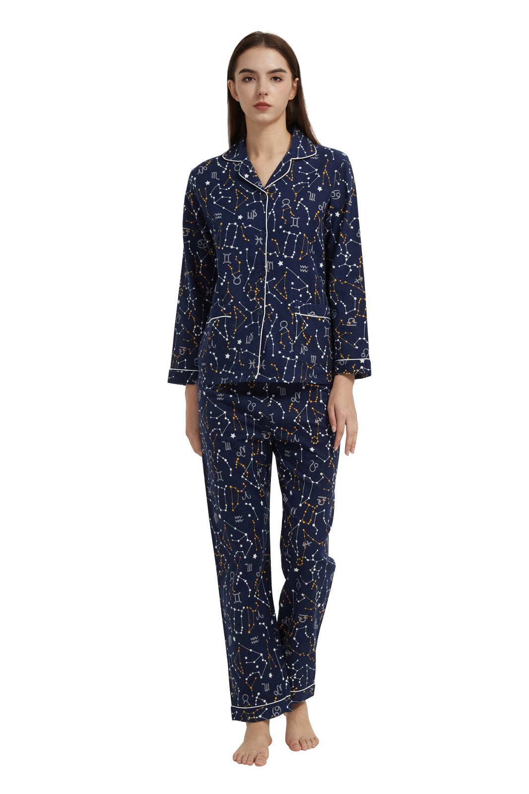 GLOBAL Women’s Flannel Pajama Set 100% Cotton Comfy PJs for Women Long Sleeve Button Front 2-Piece Warm and Cozy Sleepwear