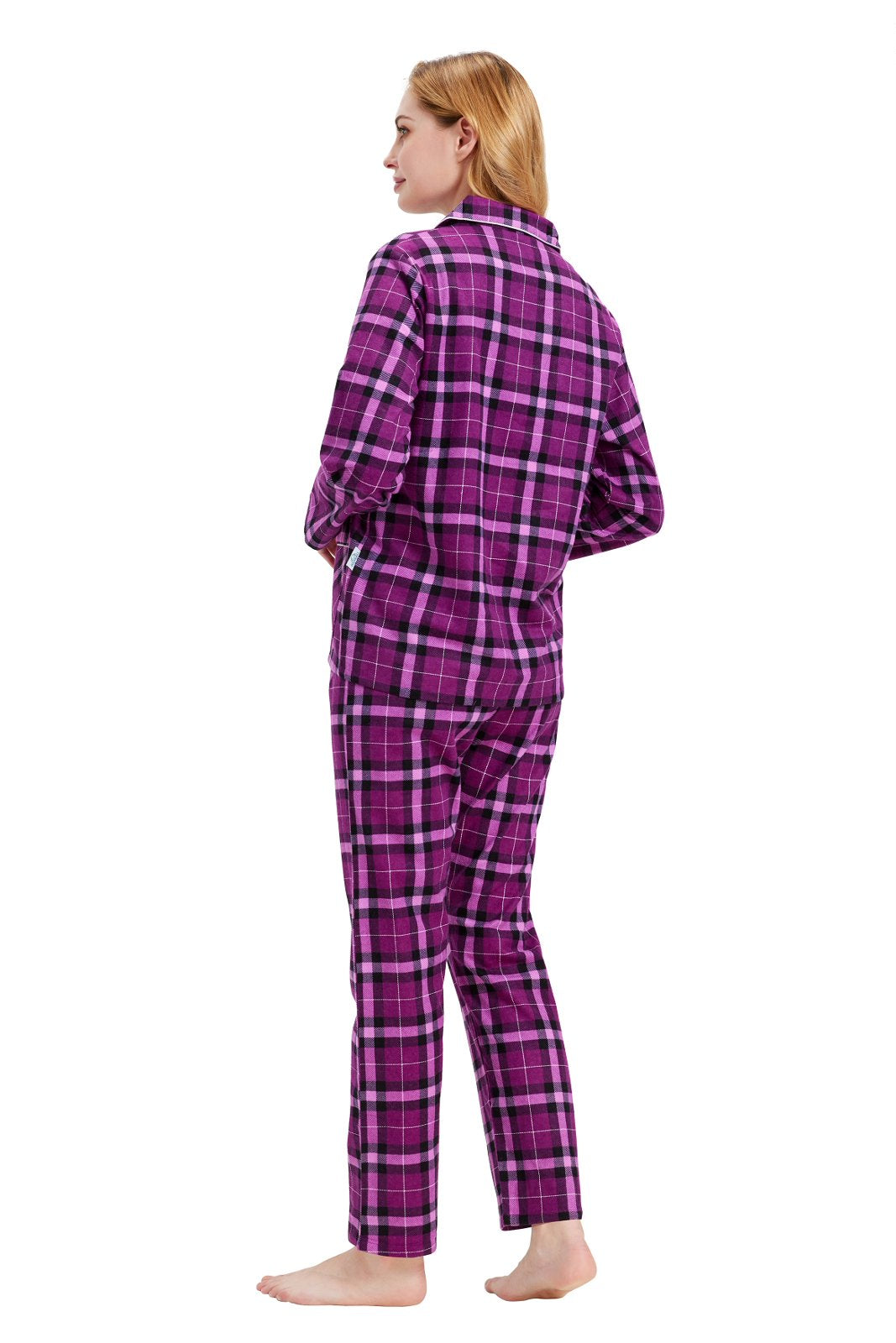 GLOBAL Women’s Flannel Pajama Set 100% Cotton Comfy PJs for Women Long Sleeve Button Front 2-Piece Warm and Cozy Sleepwear