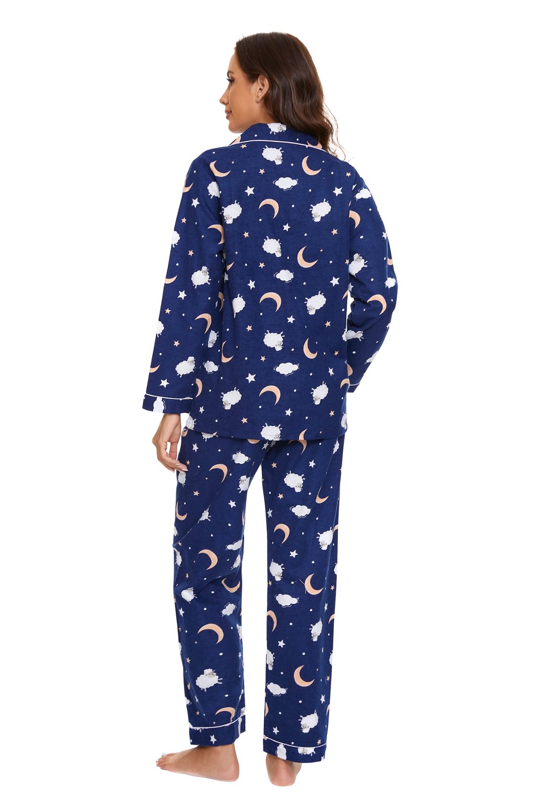 Amaxer Womens 100% Cotton Cozy Flannel Pajama Set - Long Sleeve Button-Up Top with Elastic Waist Pants, Warm & Soft Sleepwear