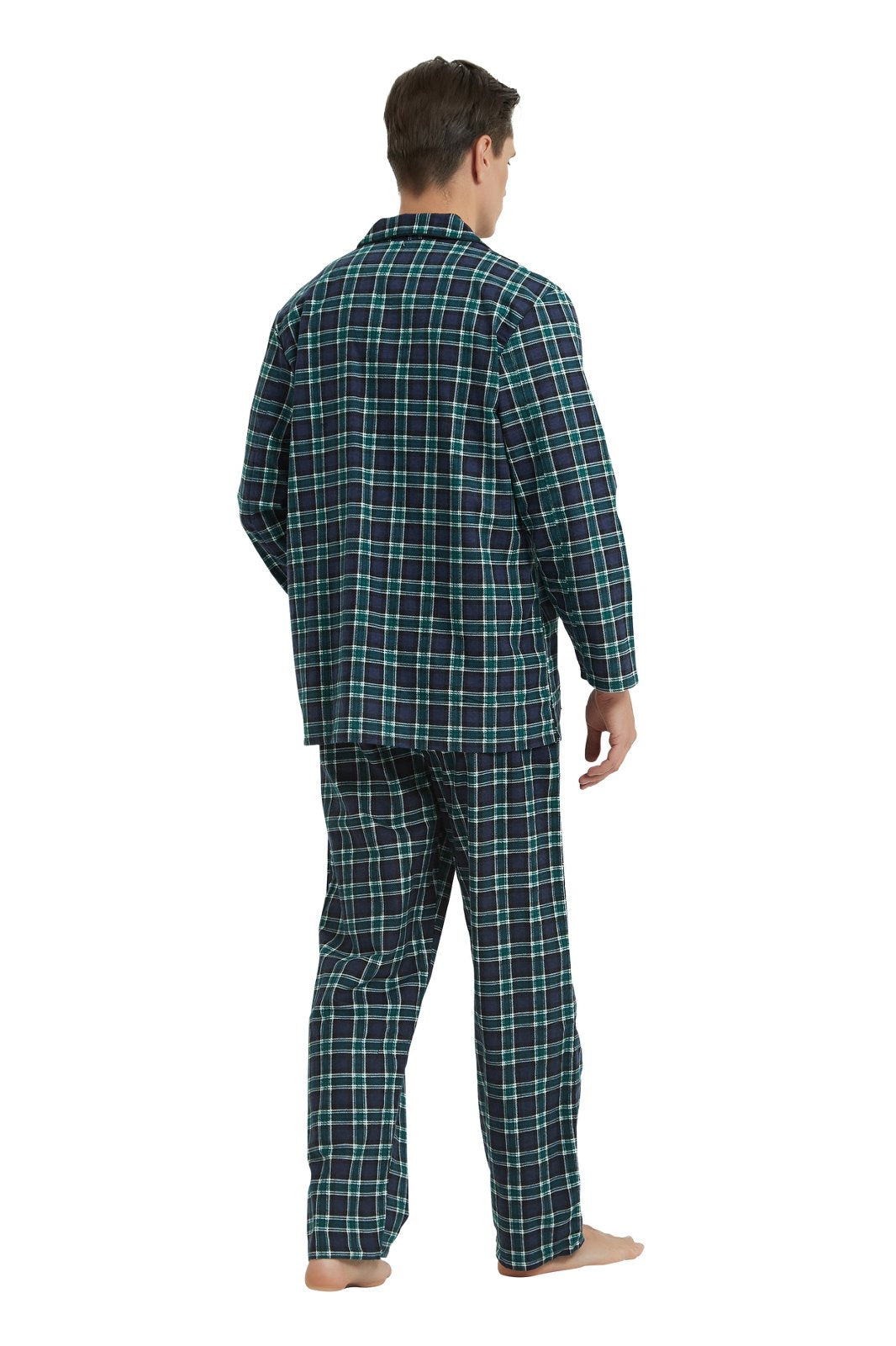 GLOBAL Men's Long Sleeve Flannel Pajamas Sets 100% Cotton Sleepwear Top and Bottom