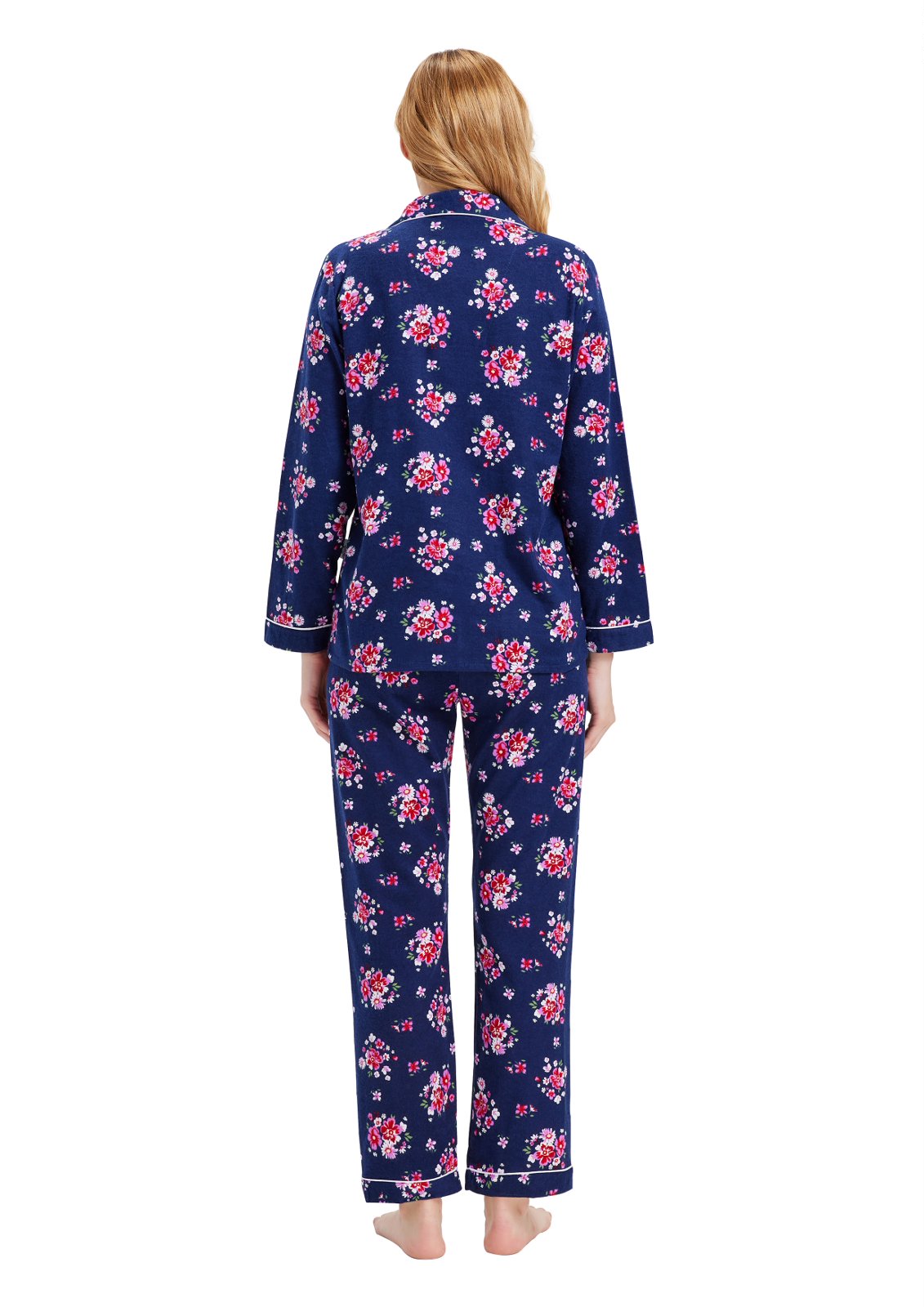 GLOBAL Women’s Flannel Pajama Set 100% Cotton Comfy PJs for Women Long Sleeve Button Front 2-Piece Warm and Cozy Sleepwear,Size S-3XL