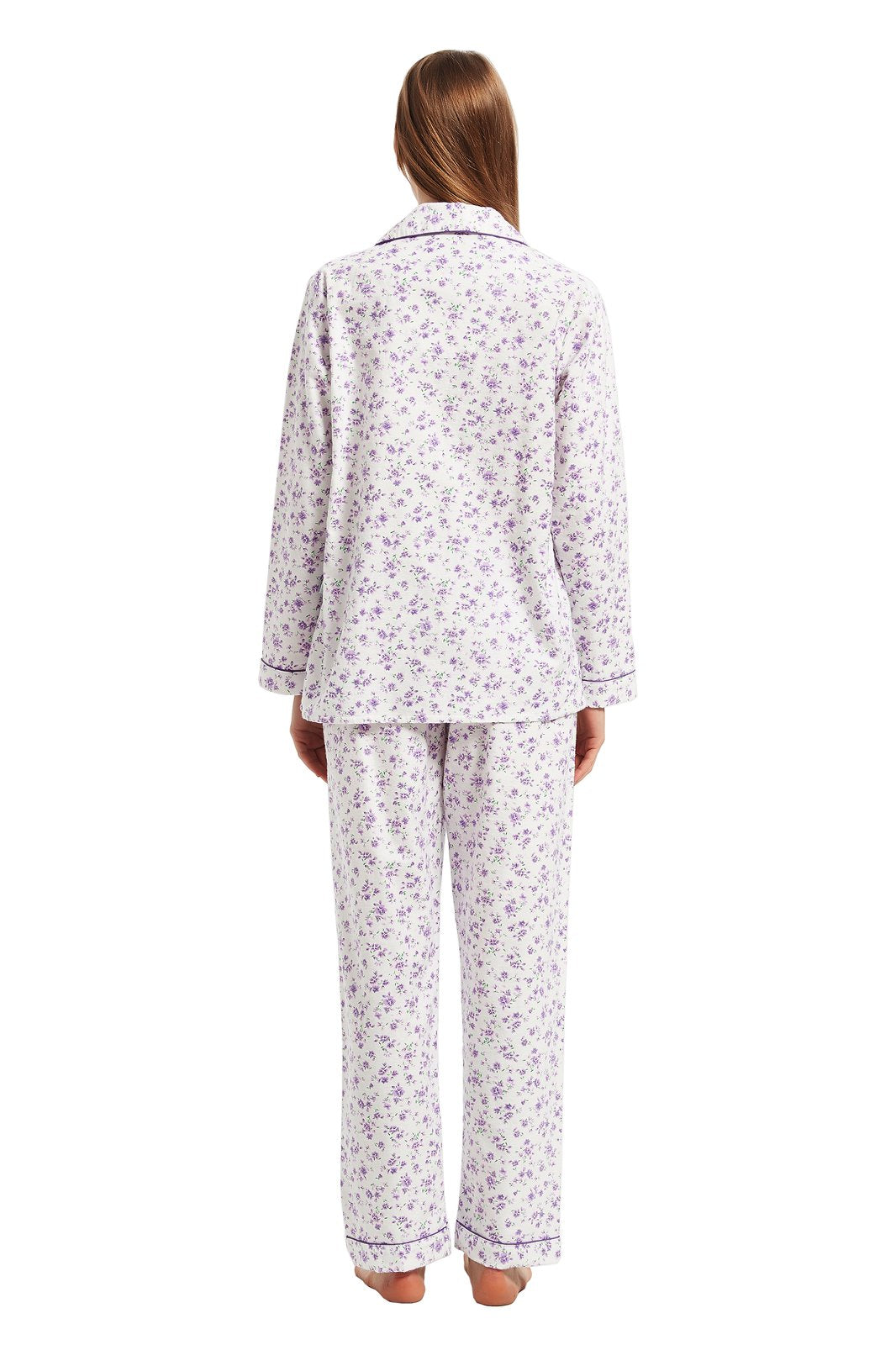 GLOBAL Womens Flannel Cotton Pajama Set Long PJs Cozy Winter Flannel Loungewear Sleepwear