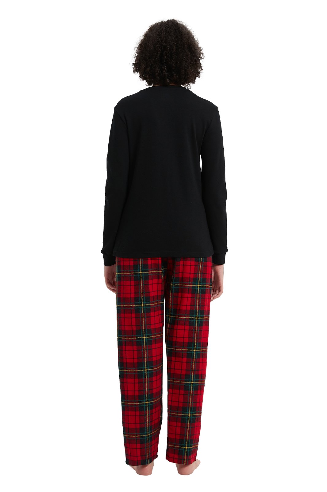 GLOBAL Women's Cotton Knit Top Flannel Pants Sleepwear Matching Pajamas for Couple Pjs for Family, Size S-3XL