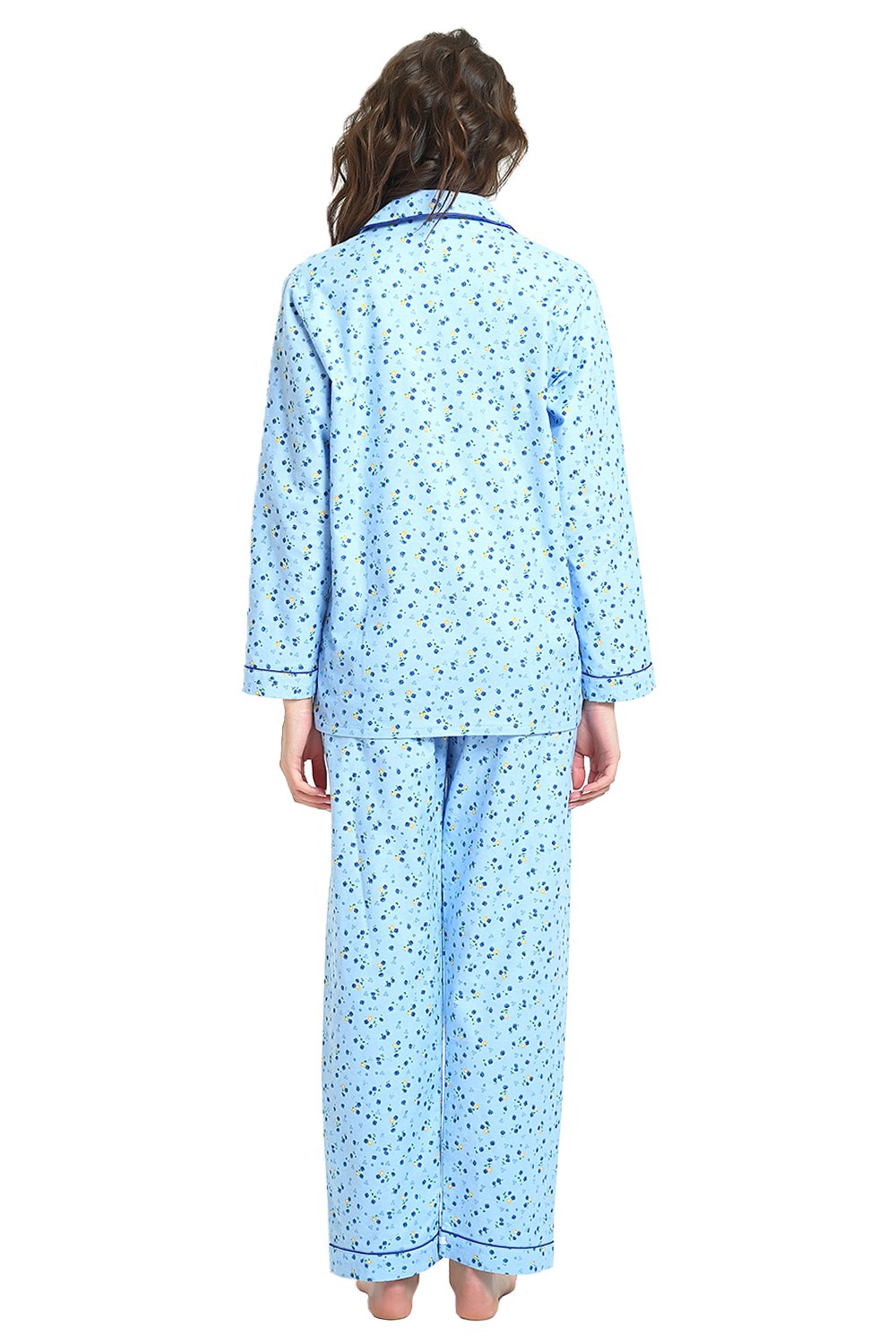 GLOBAL Women's 100% Cotton Flannel Pajama Set - Cozy Winter 2-Piece Loungewear with Button-Down Top & Pants