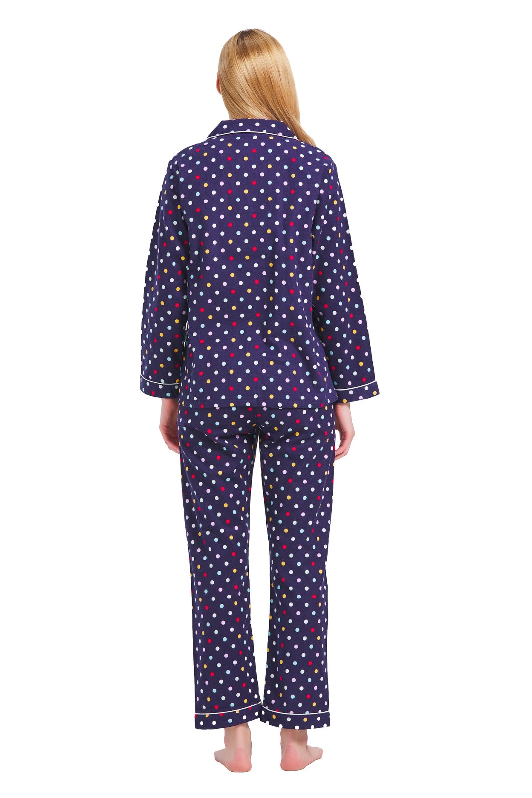GLOBAL Womens Cotton Flannel Pajama Set - Cozy Winter 2-Piece Loungewear with Button-Down Top & Pants