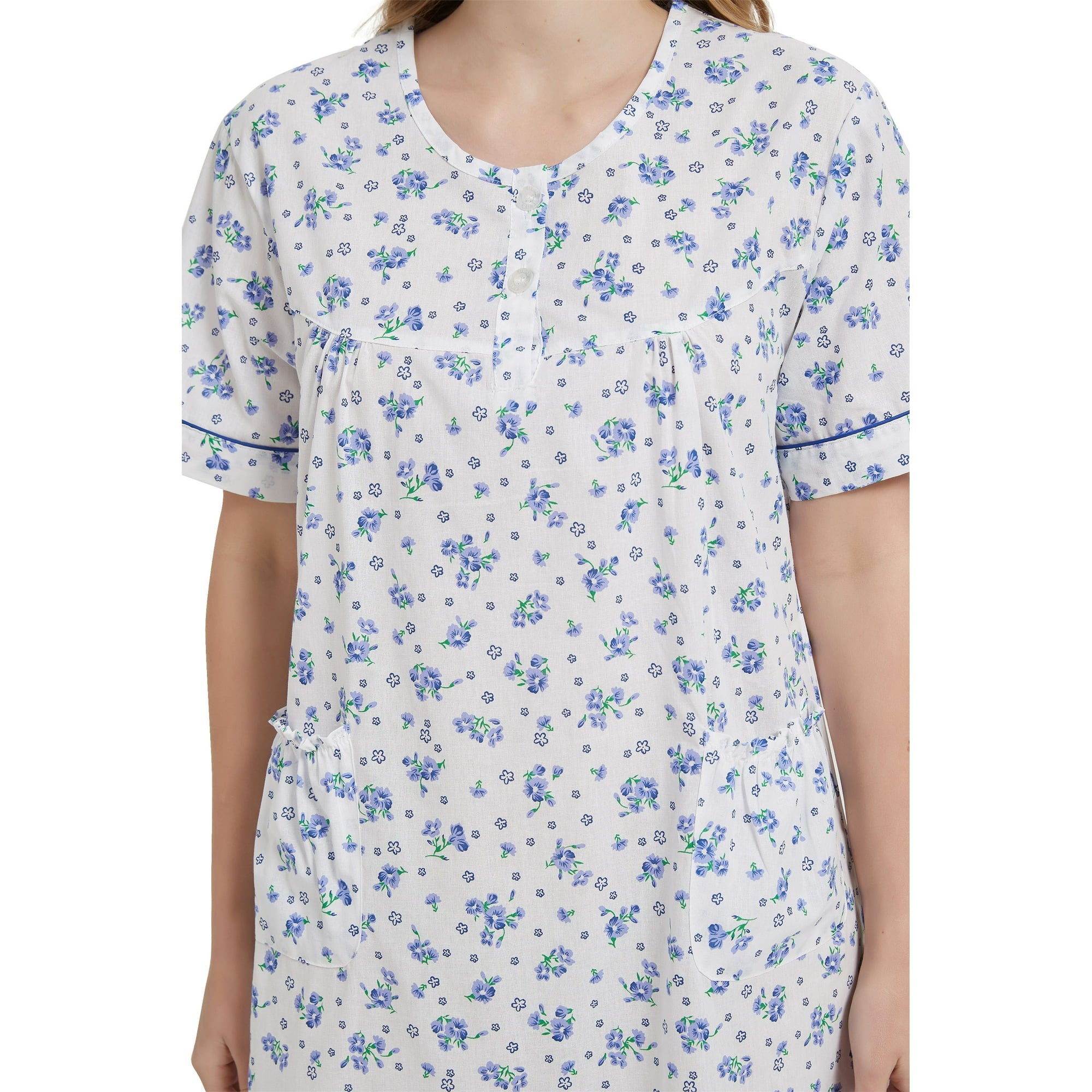 GLOBAL Womens Cotton Nightgowns Sleepwear Short Sleeve Pajama Dress Nightshirts, Sizes S to 3X