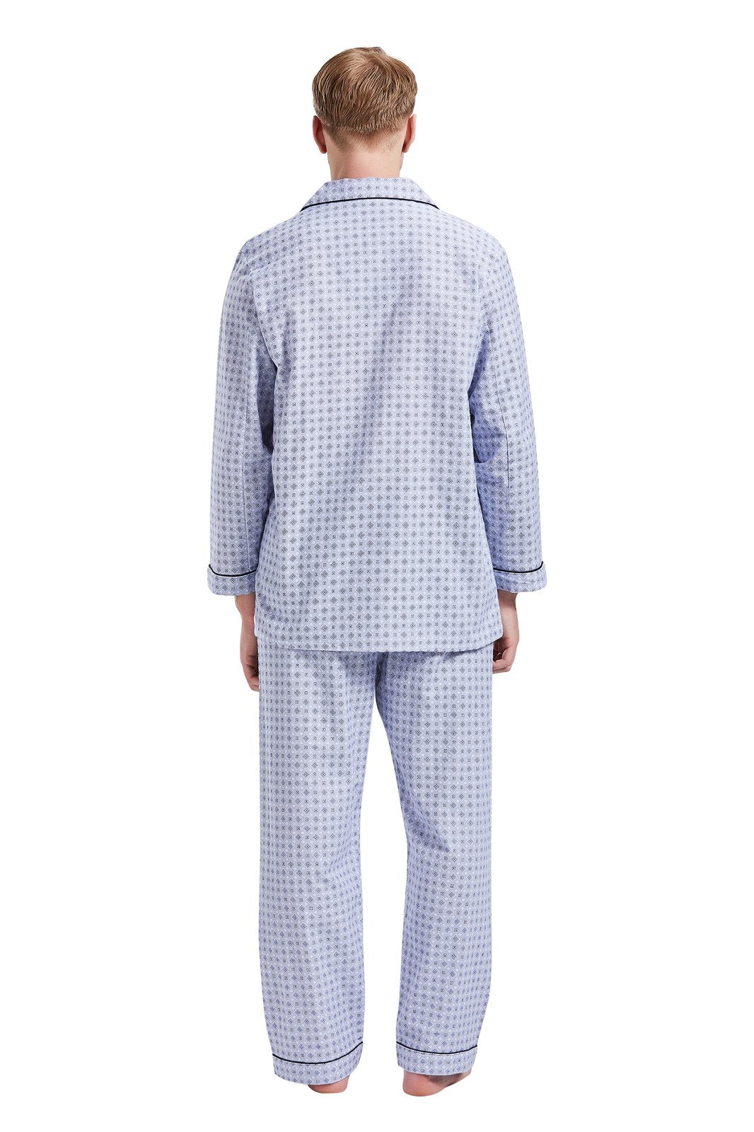 GLOBAL Mens Pajamas Sets Cotton Flannel Sleepwear Long-Sleeve Top & Bottom, S-XXL