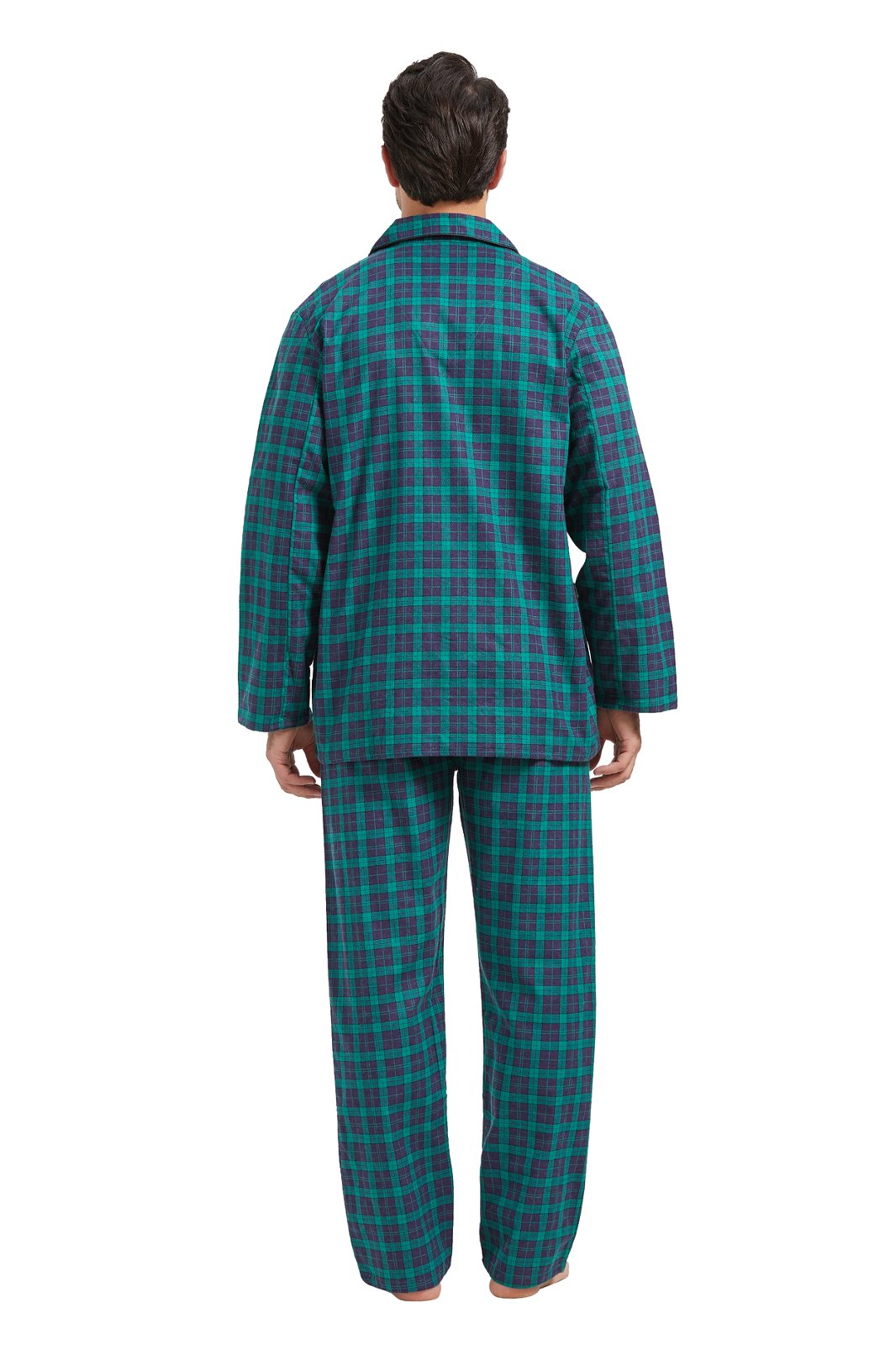 Amaxer Mens Cotton Flannel Pajama Set, Long Sleeve Button‑Down Top & Elastic Waist Long Pants, Breathable Sleep Loungewear, Size 3XL