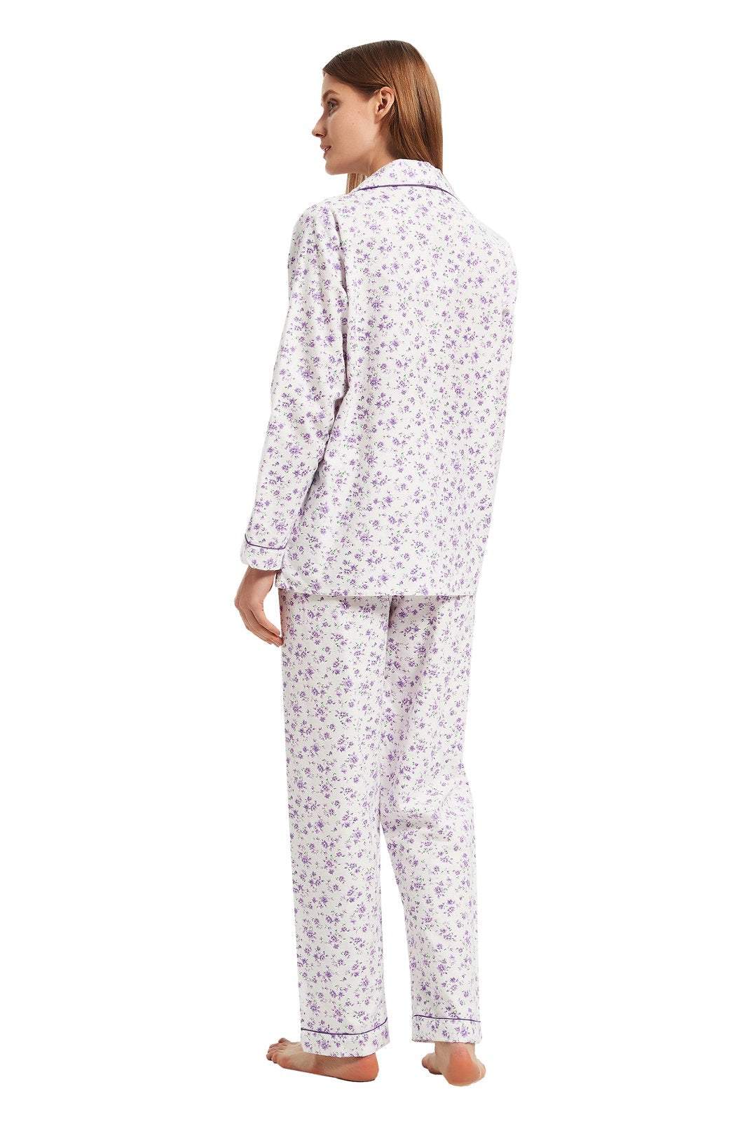 GLOBAL Womens Flannel Cotton Pajama Set Long PJs Cozy Winter Flannel Loungewear Sleepwear