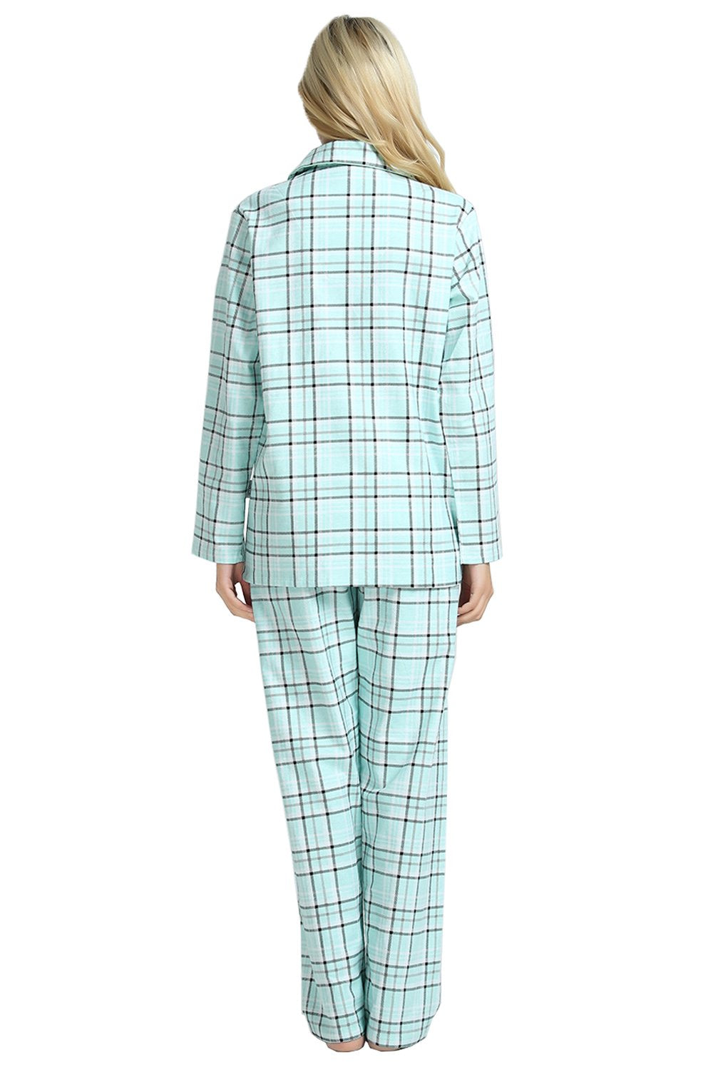 GLOBAL Women’s Flannel Pajama Set 100% Cotton Comfy PJs for Women Long Sleeve Button Front 2-Piece Warm and Cozy Sleepwear,Size S-3XL