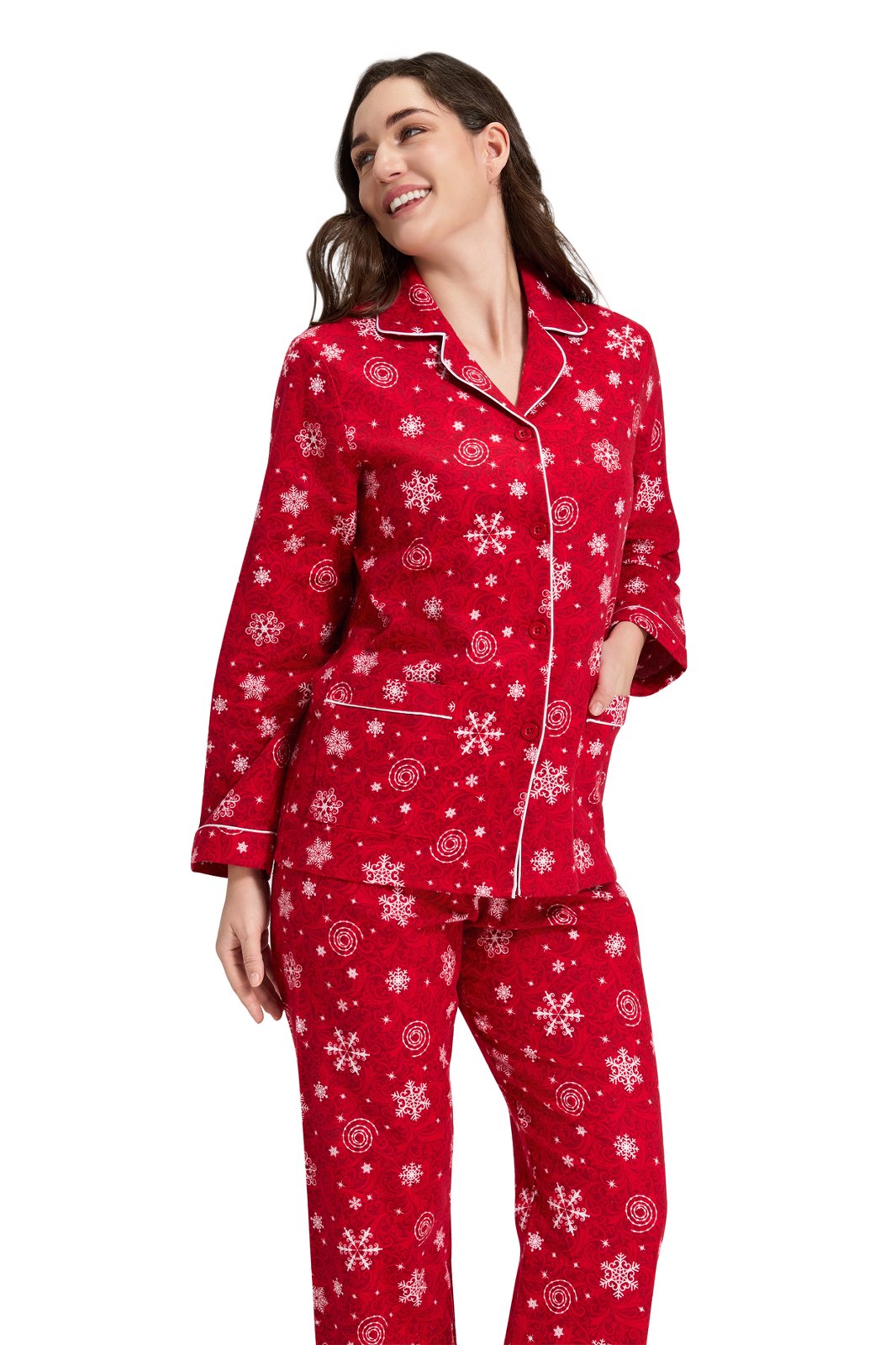 GLOBAL Women’s Flannel Pajama Set 100% Cotton Comfy PJs for Women Long Sleeve Button Front 2-Piece Warm and Cozy Sleepwear