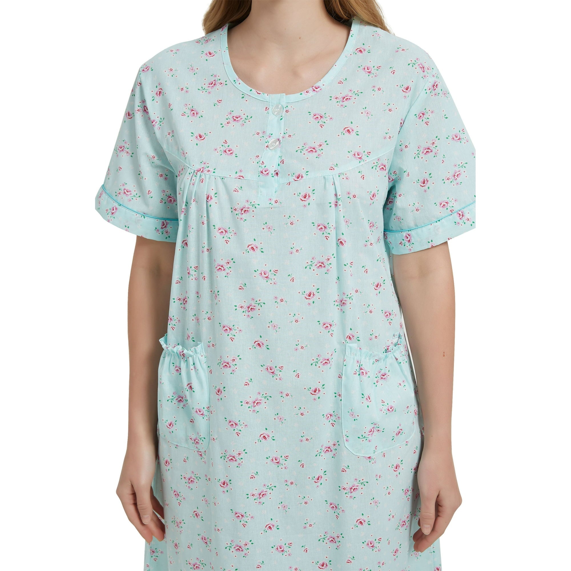 GLOBAL Womens Cotton Nightgowns Sleepwear Short Sleeve Pajama Dress Nightshirts, Sizes S to 3X