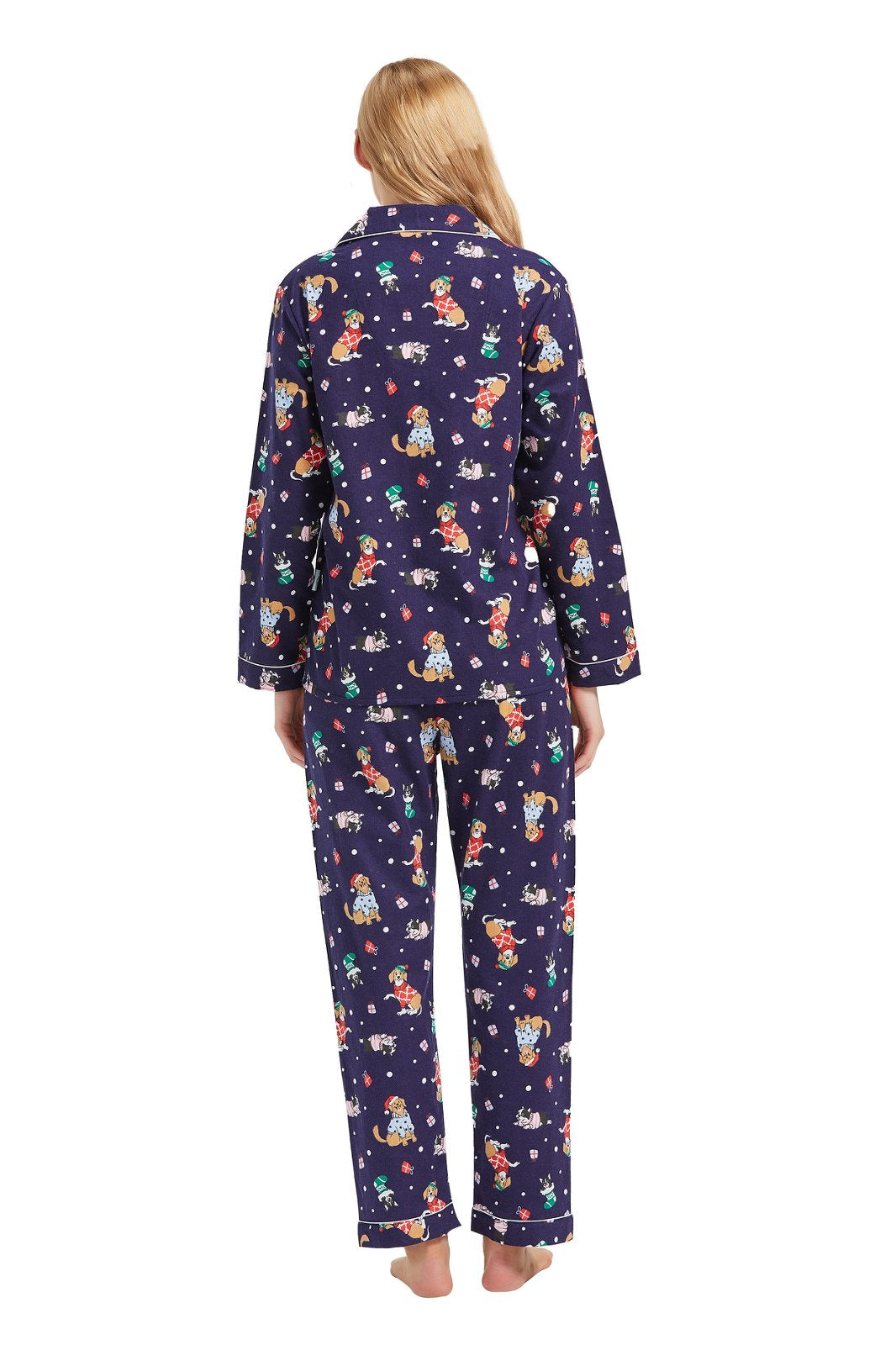 GLOBAL Womens Flannel Cotton Pajama Set Long PJs Cozy Winter Flannel Loungewear Sleepwear