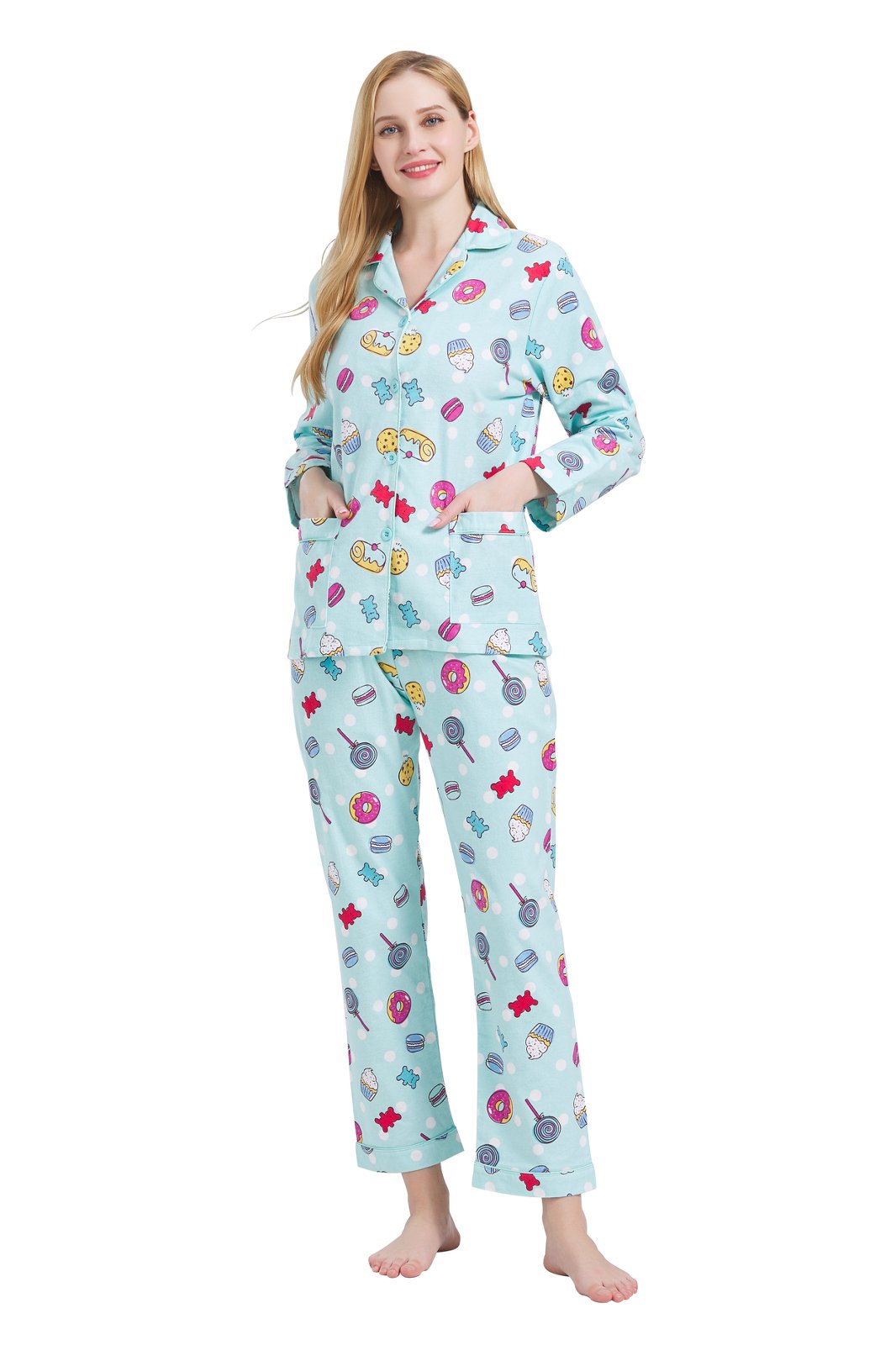GLOBAL Womens Flannel Cotton Pajama Set Long PJs Cozy Winter Flannel Loungewear Sleepwear