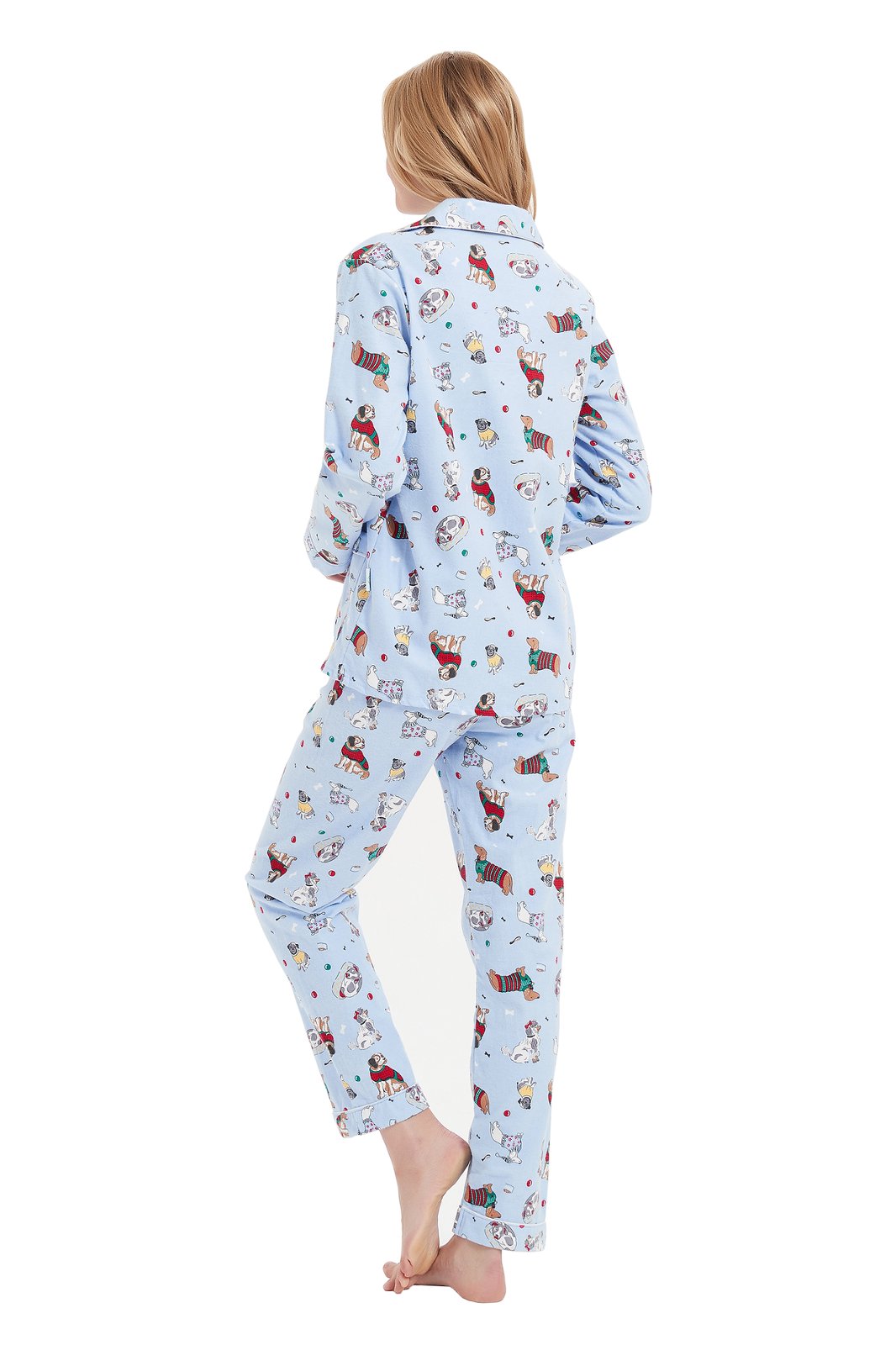 GLOBAL Womens Flannel Cotton Pajama Set Long PJs Cozy Winter Flannel Loungewear Sleepwear,Size S-3XL