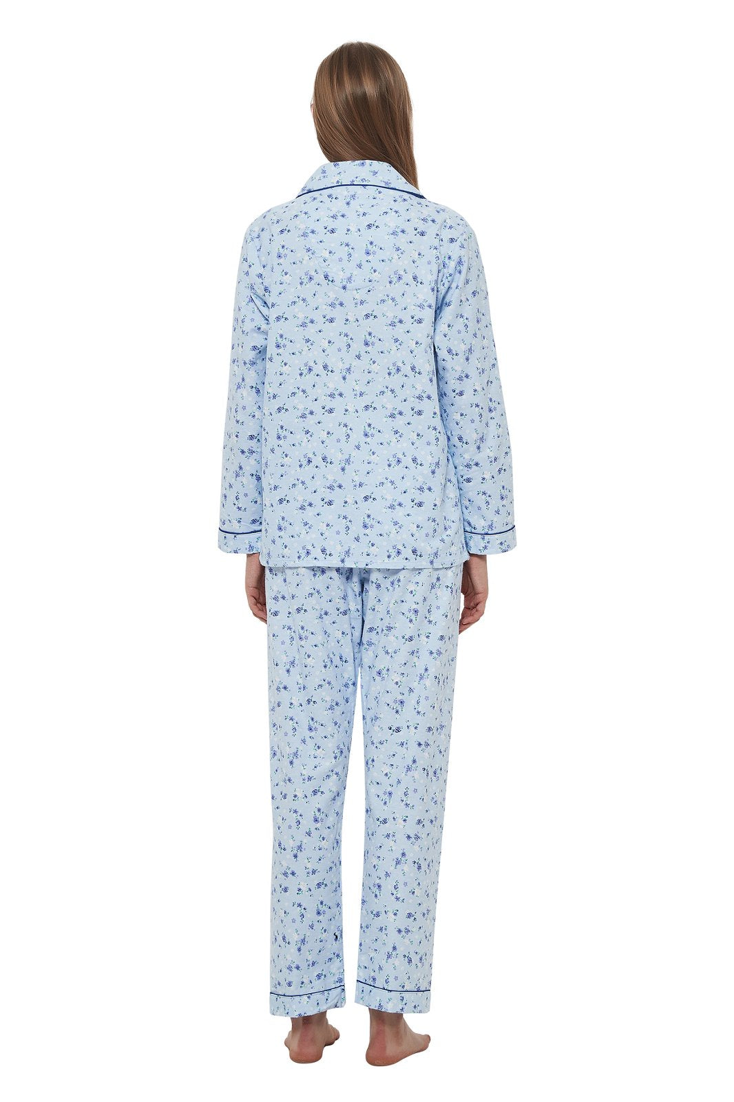 GLOBAL Womens Flannel Cotton Pajama Set Long PJs Cozy Winter Flannel Loungewear Sleepwear