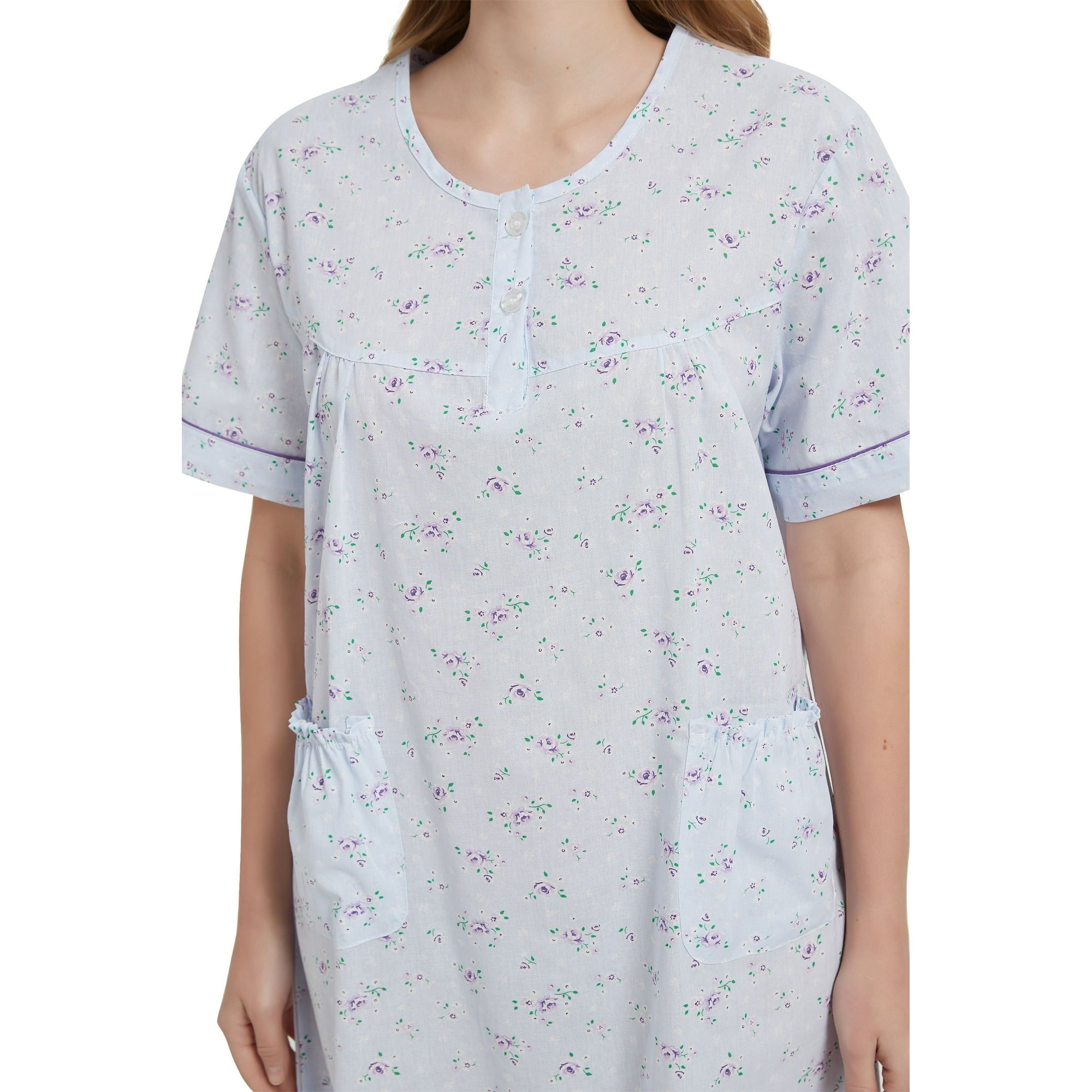 GLOBAL Womens Cotton Nightgowns Sleepwear Short Sleeve Pajama Dress Nightshirts, Sizes S to 3X