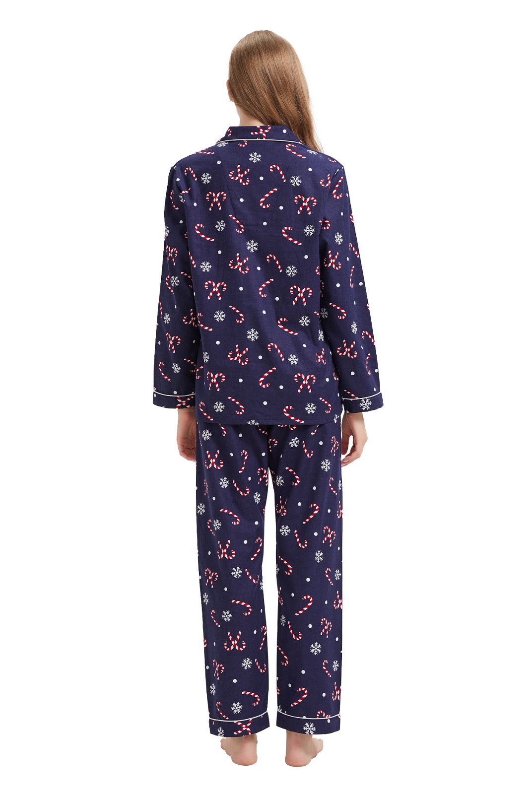 GLOBAL Womens Flannel Cotton Pajama Set Long PJs Flannel Loungewear Sleepwear,Size S-3XL