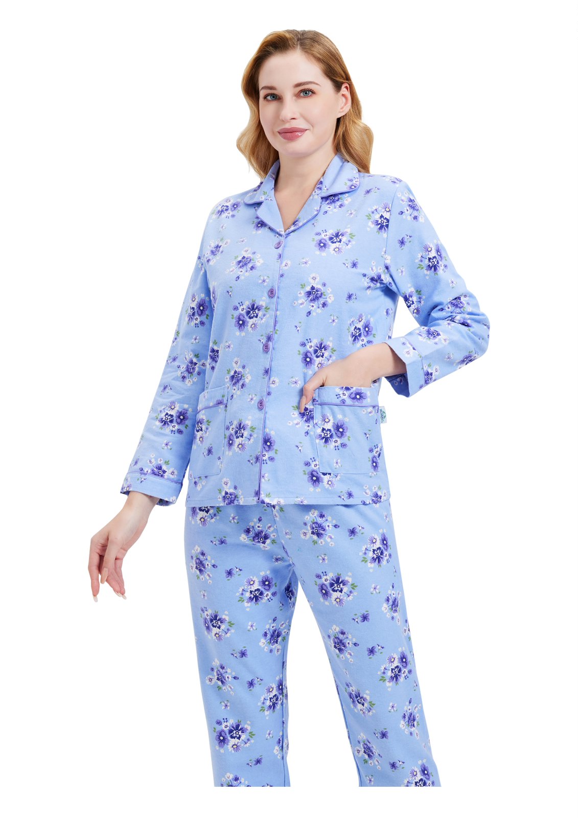 GLOBAL Women’s Flannel Pajama Set 100% Cotton Comfy PJs for Women Long Sleeve Button Front 2-Piece Warm and Cozy Sleepwear