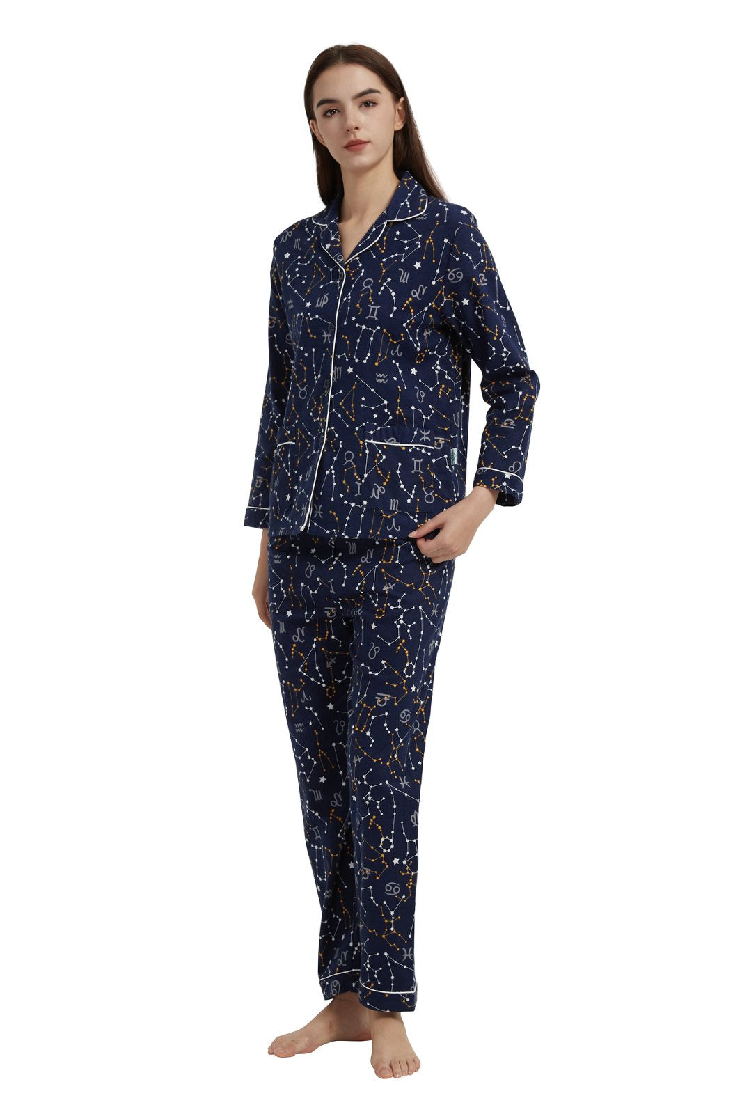GLOBAL Women’s Flannel Pajama Set 100% Cotton Comfy PJs for Women Long Sleeve Button Front 2-Piece Warm and Cozy Sleepwear