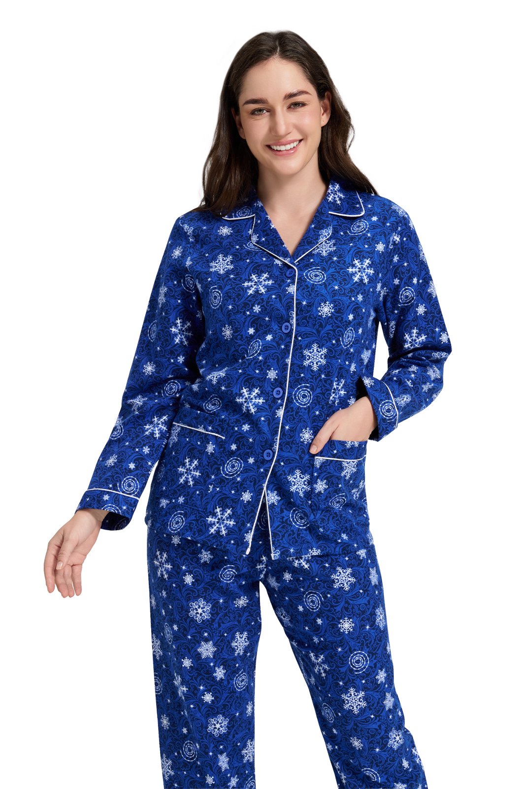 GLOBAL Women’s Flannel Pajama Set 100% Cotton Comfy PJs for Women Long Sleeve Button Front 2-Piece Warm and Cozy Sleepwear