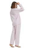 GLOBAL Womens 100% Cotton Pajamas Pink Stripes PJs Set